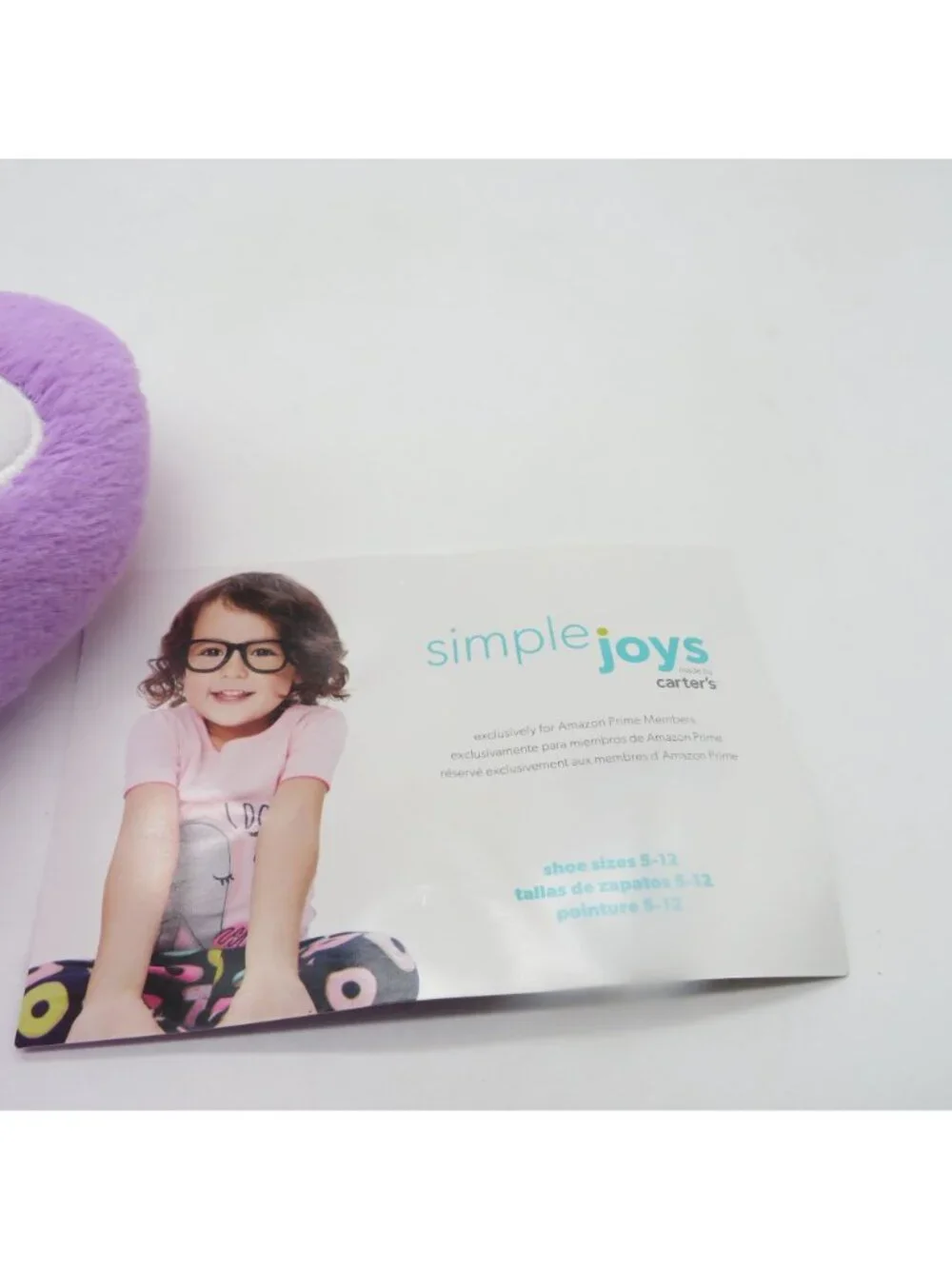 Carters Girls Purple Owl Plush Slippers Large 9-10 NEW